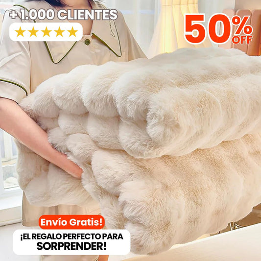 Cobija Premium Piel de Conejo King Acanalada – Lujo y suavidad en cada descanso.